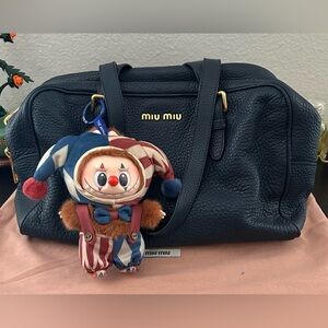 Miu Miu Pebbled Leather Shoulder Bag – Blue | Gold Hardware